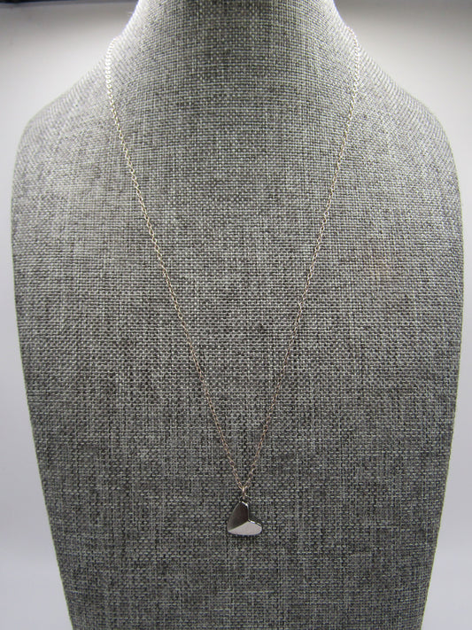 Delicate Sterling Silver Hematite Heart Pendant Necklace