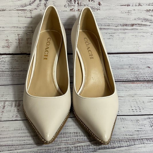 COACH Waverly Women's Beige Studded Pump Heels Shoes- SZ 7.5