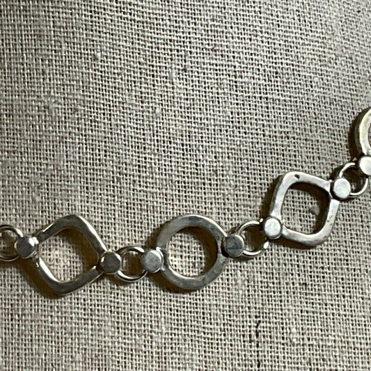 Sterling Silver Square/Round Link 16" Necklace- 35.37g