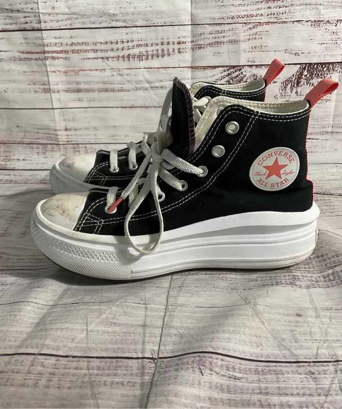 Chuck Taylor All Star Move Platform Pink & Black Canvas Sneakers Size 3Y