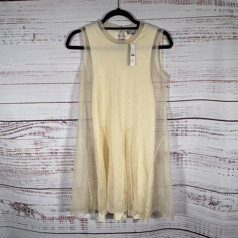 NWT J. Crew Collection Cream Layered Slip Mini Sweater Dress sz XXS MSRP $239