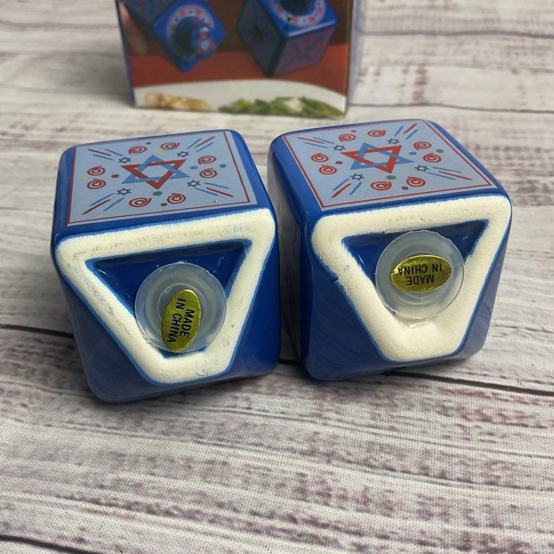 Giftco Inc. Blue Ceramic Dreidel Salt & Pepper Shaker Set