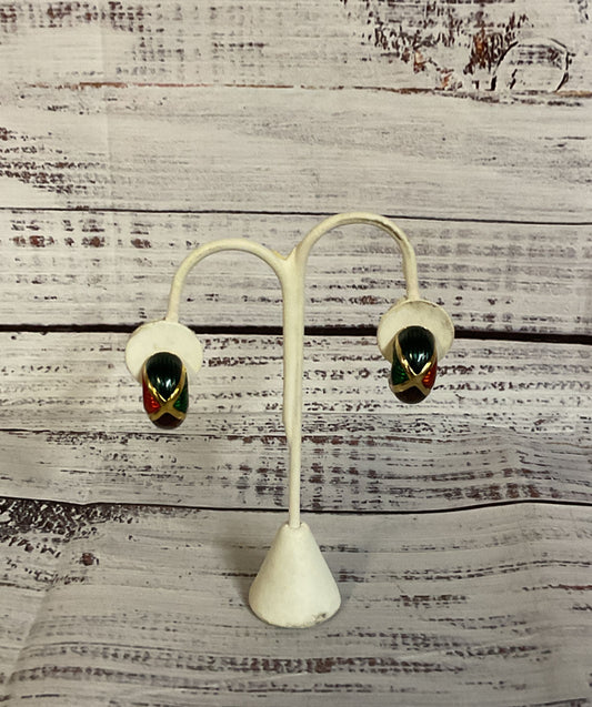 Joan Rivers Gold Tone Clip On Earrings Multi Color Enamel