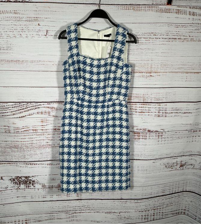 NWT Women's Ann Taylor Blue & White Tweed Dress Size 0