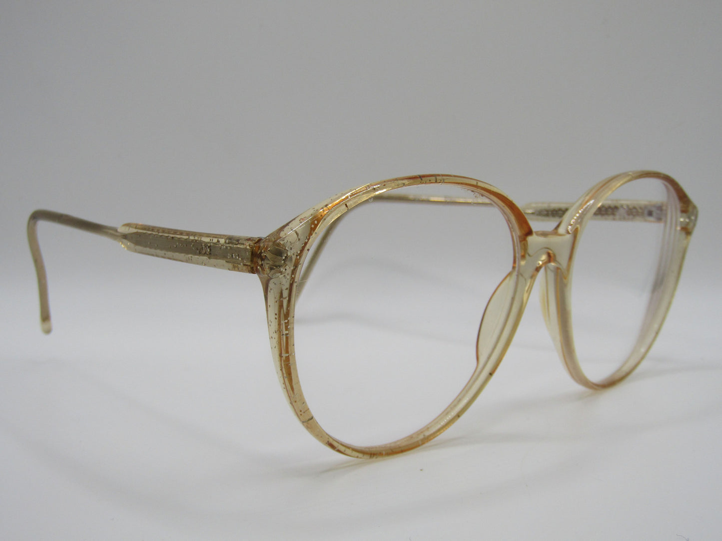 Vintage Revue Women's Gold Speckle Round Eyeglasses Frame Made in Italy