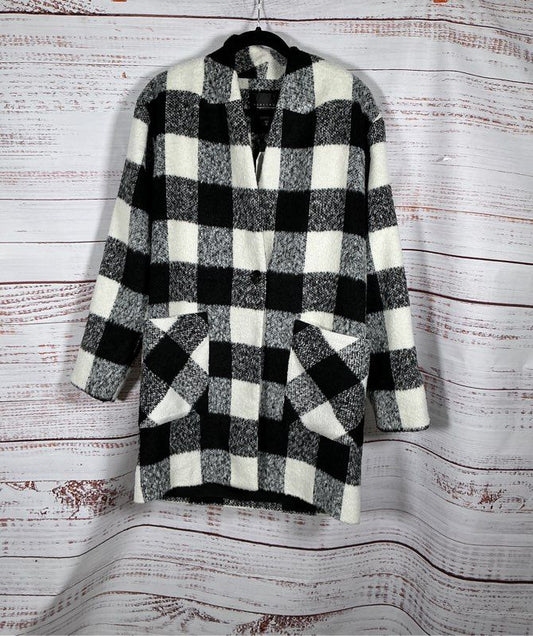 Women's NWT Sanctuary Black and White Plaid Coat Size M Retail $180