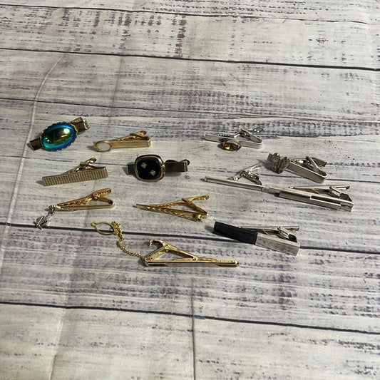 Lot of 12 Mixed Style Metal Tie Bar Clasp Clip Men's Jewelry