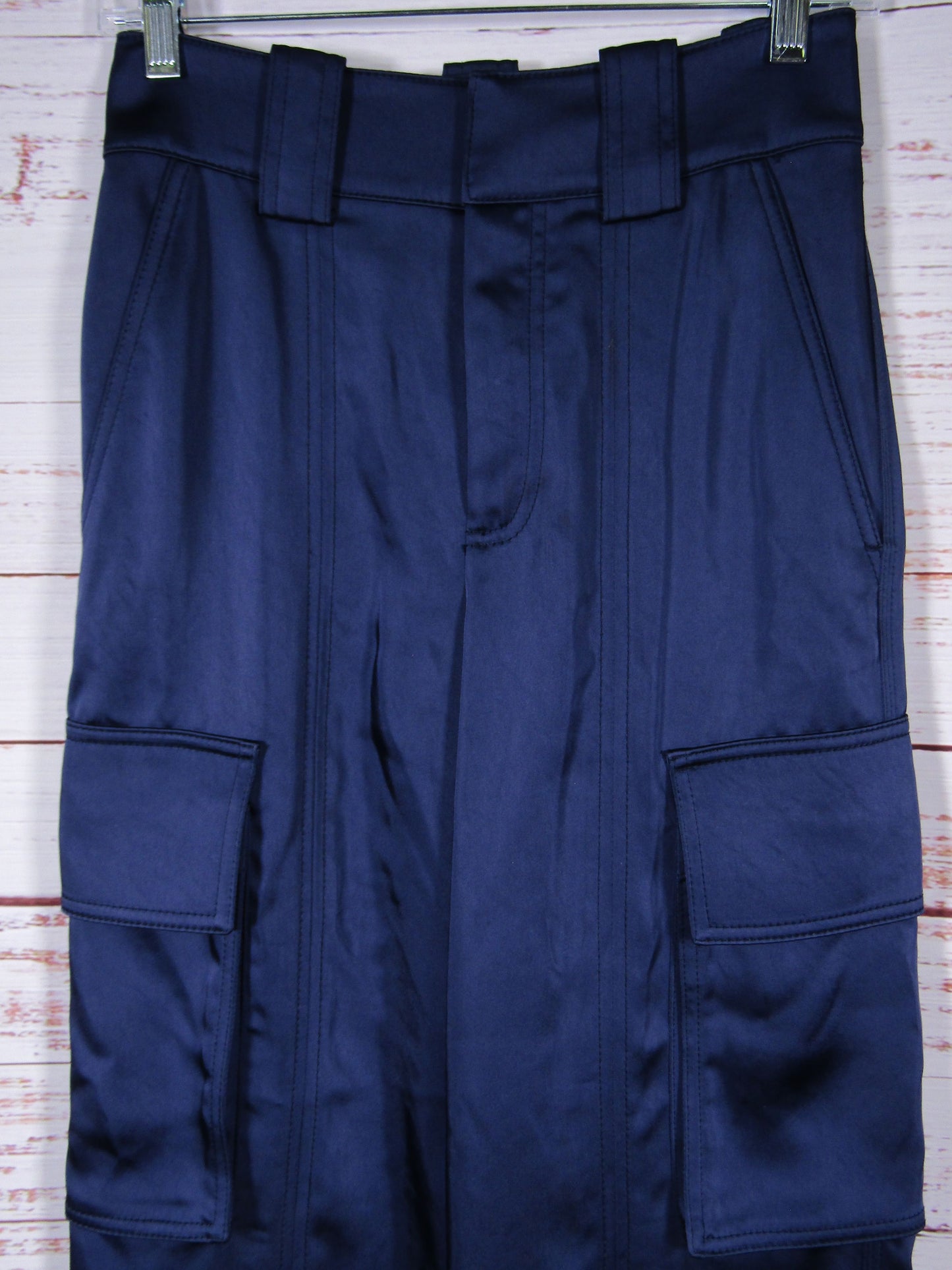 A.L.C. Bryan Women's Navy Blue Satin Cargo Pants Size 00