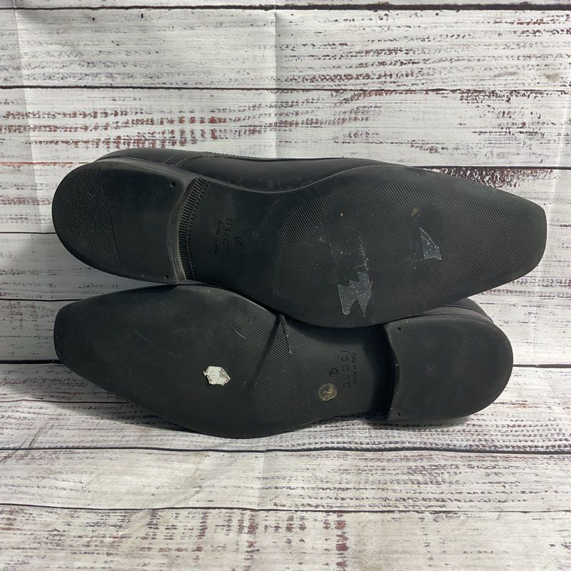 Gucci Diamante Black Leather Oxford Dress Shoe Men 7
