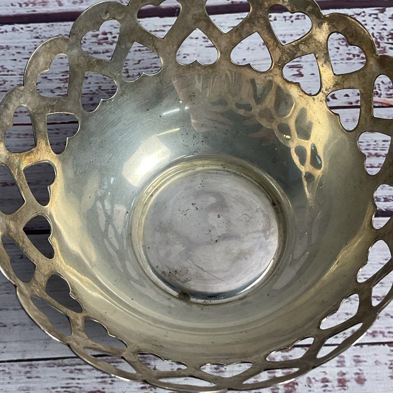 National Silver Co. Heart Cut Out 5" Silver Plated Decorative Bowl