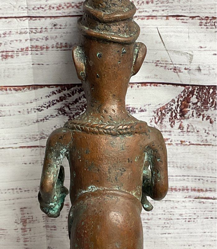 Vintage African Benin Nigerian Style 11" Sculptural Figurine Bronzed
