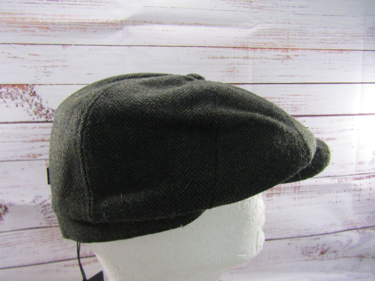 Ted Baker Olliii Men's Green Wool Blend Herringbone Baker Boy Cap Size S/M