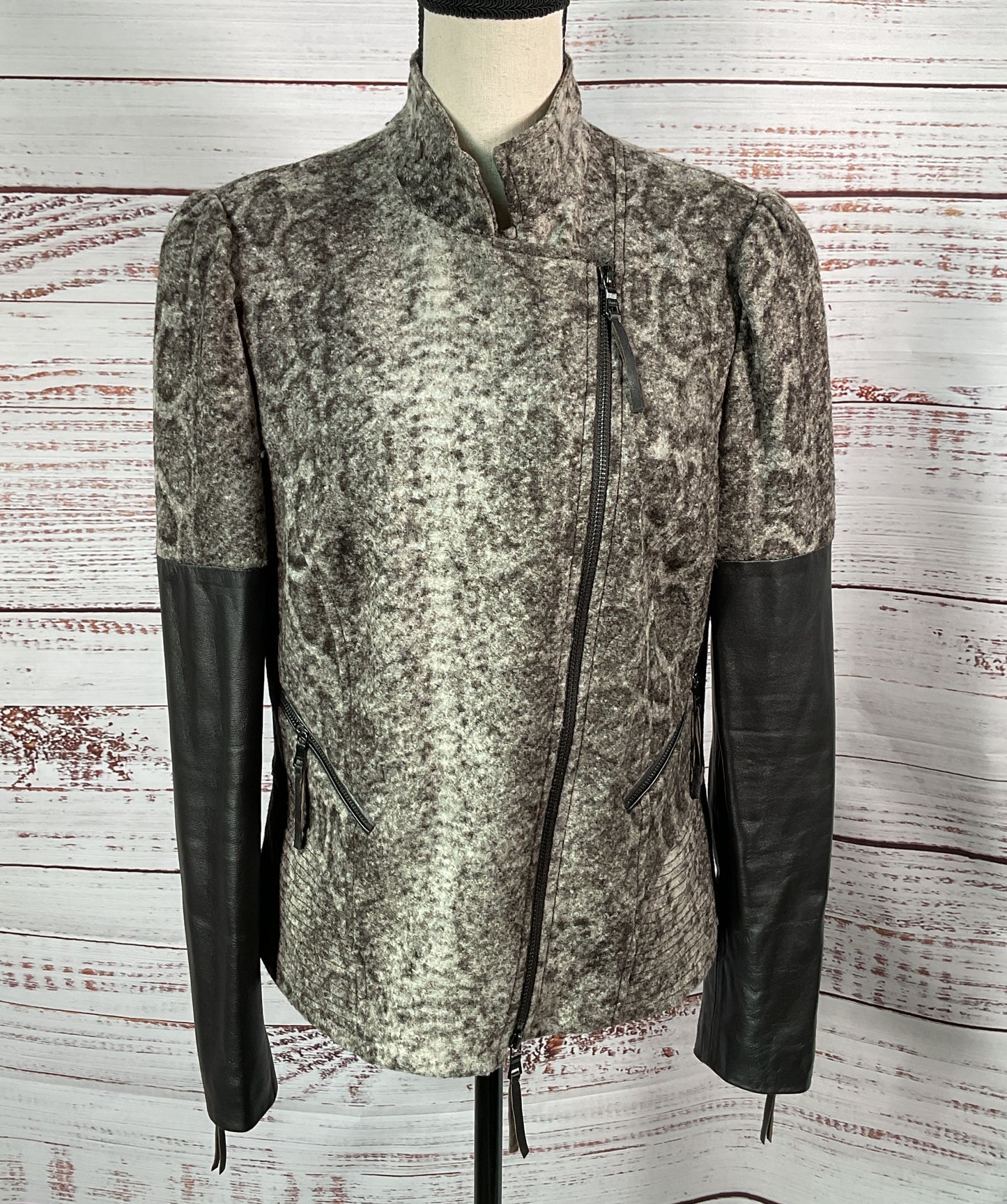 Ambiente Wool Blend Snakeskin Print Jacket Gray 12
