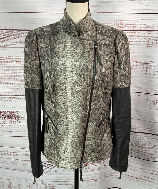 Ambiente Wool Blend Snakeskin Print Jacket Gray 12