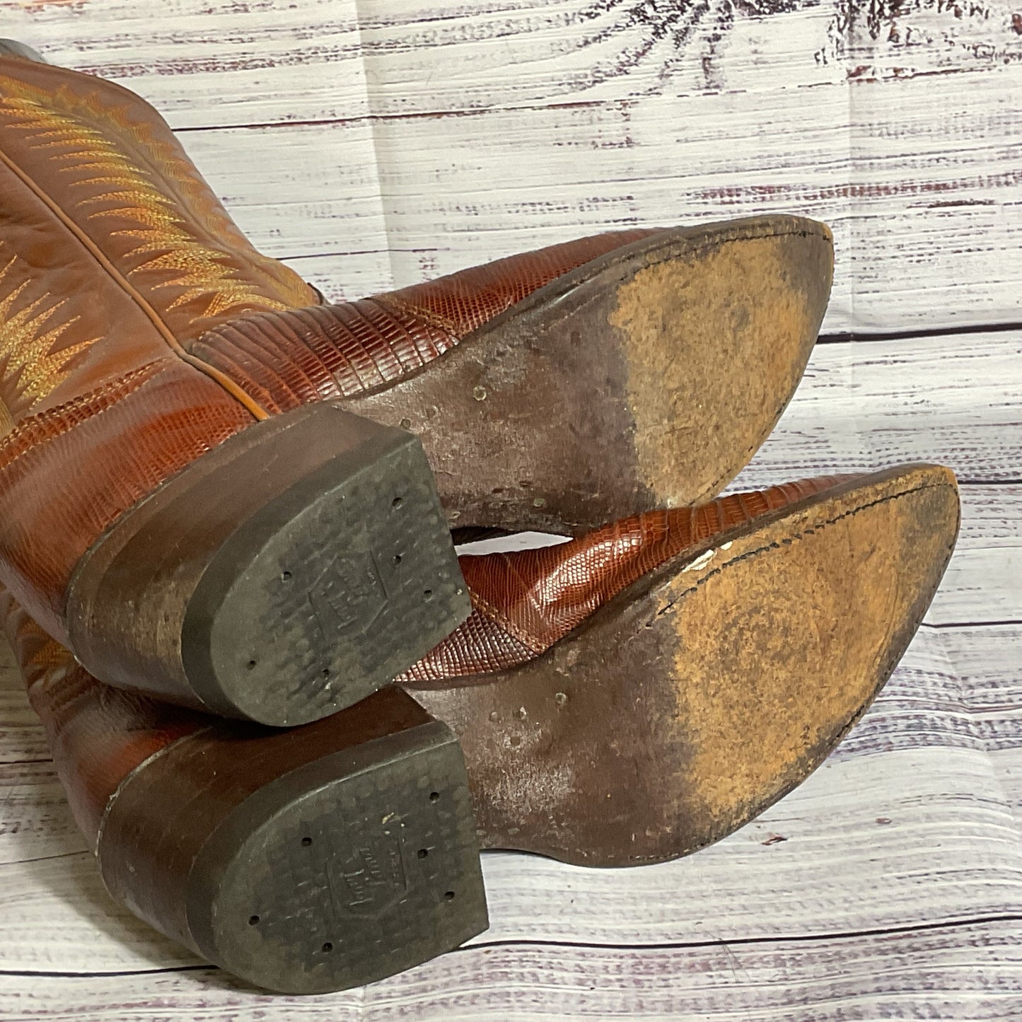 TONY LAMA #6340 Kids Brown Leather Cowboy Boots- SZ 4.5
