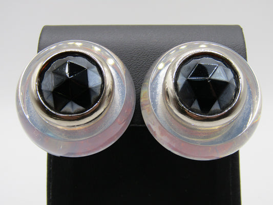 Vintage Diva Chunky Lucite Clip-On Earrings
