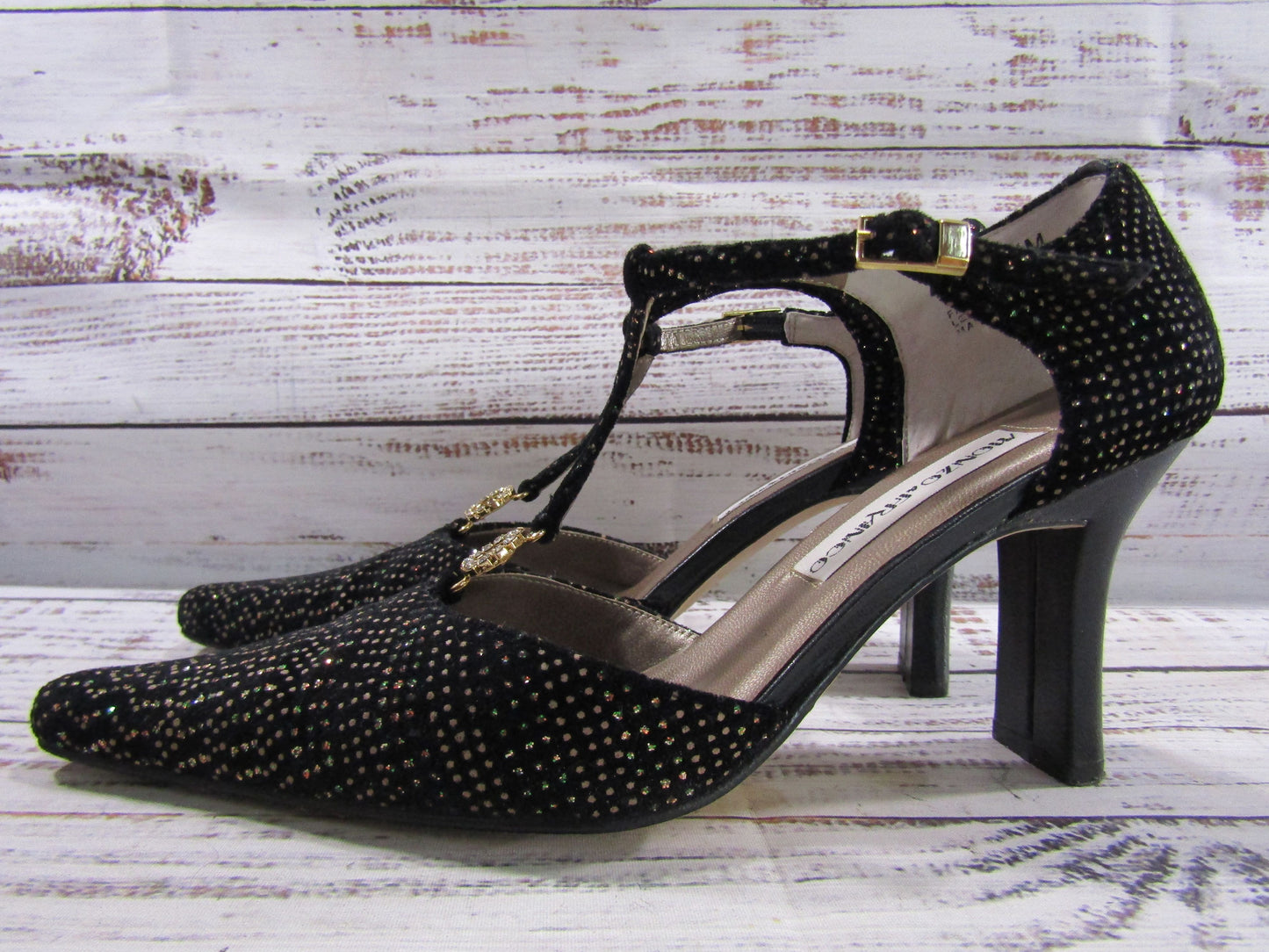 Monzo & Franco Tango Women's Black Ankle Strap Heel Size 7.5