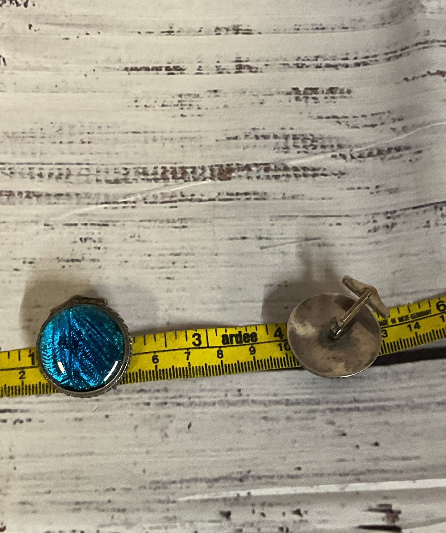 Sterling Silver Vintage Cufflinks with Blue Glass