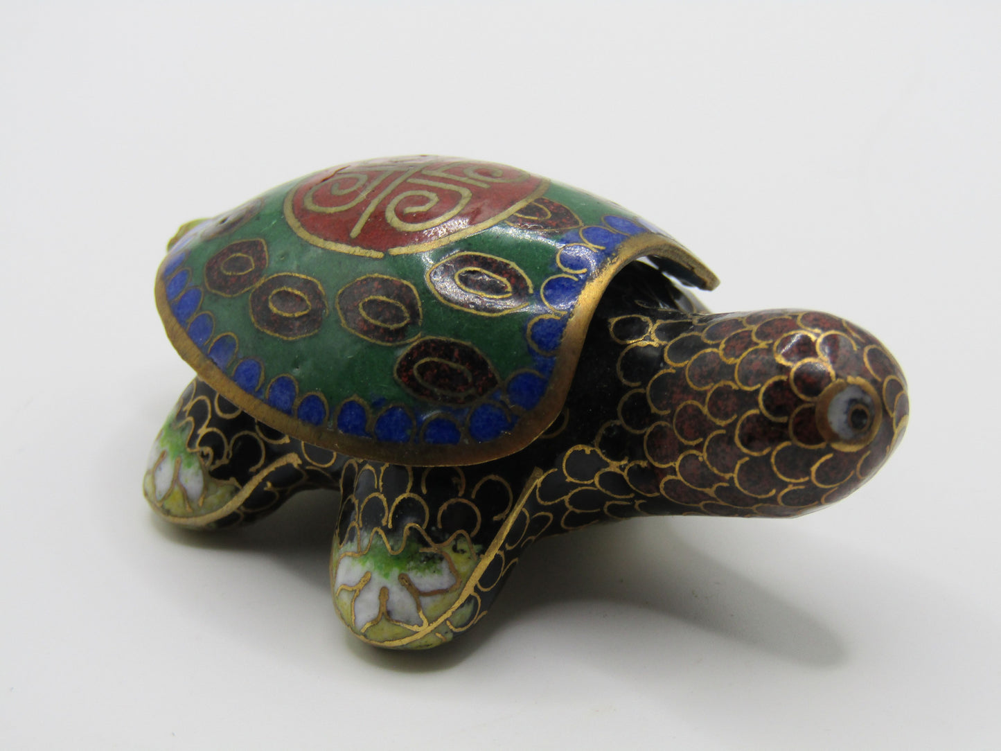 Vintage Handcrafted Cloisonné Enamel Turtle Pill Box