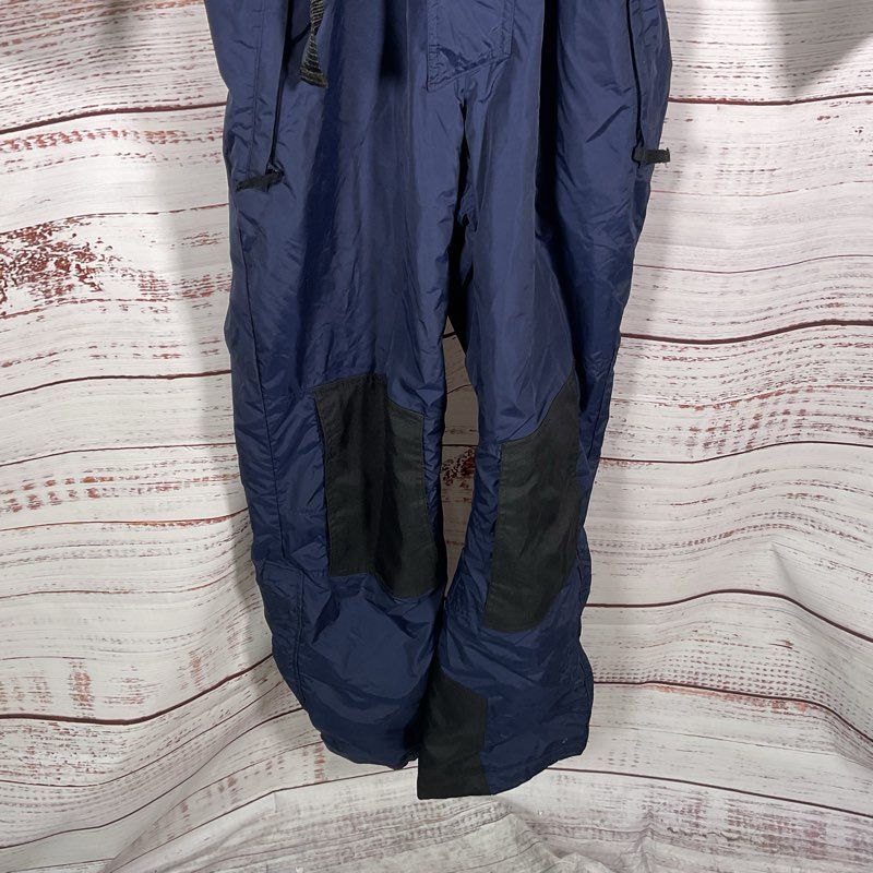 Columbia Blue/Black/Yellow Retro Belted Ski Snow Jumpsuit - Size M