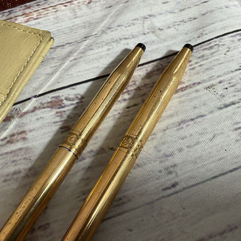 CROSS 14K Gold Filled Ladies Rose Design Mechanical Pen And Pencil Set with Case