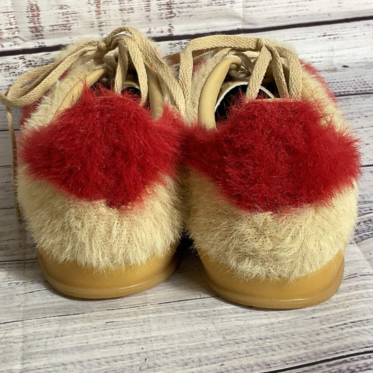 ADIDAS Gazelle Indoor W Women's Tan Suede Red Faux Fur - SZ 9.5