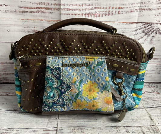 Desigual Studded Patch Fabric Top Handle Bag Multicolor