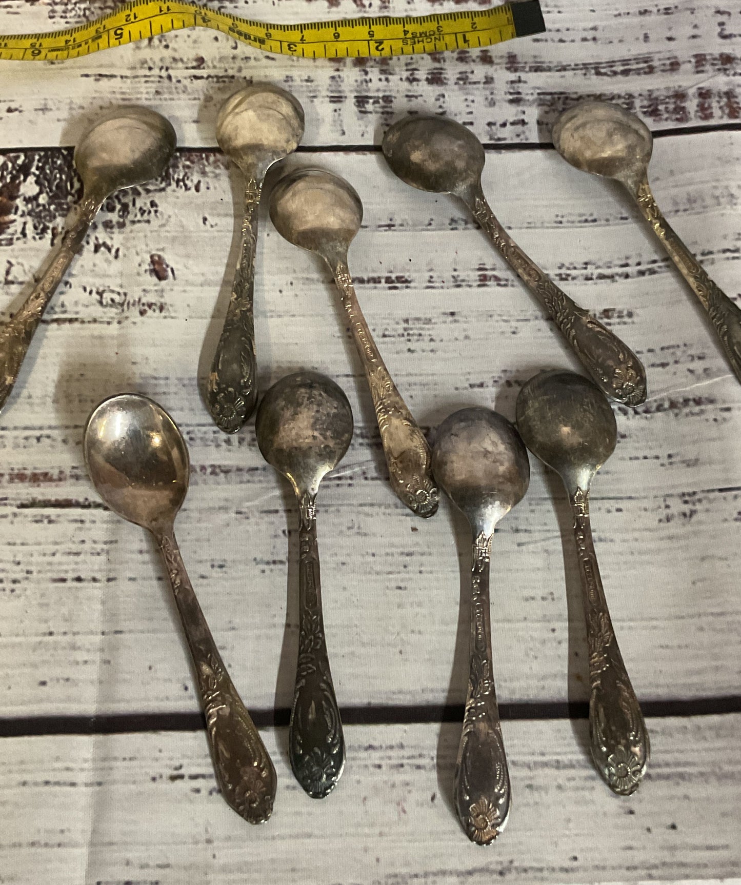 Vintage Russian (3id) Mhu Silver Plated Tea Spoons Lot 9