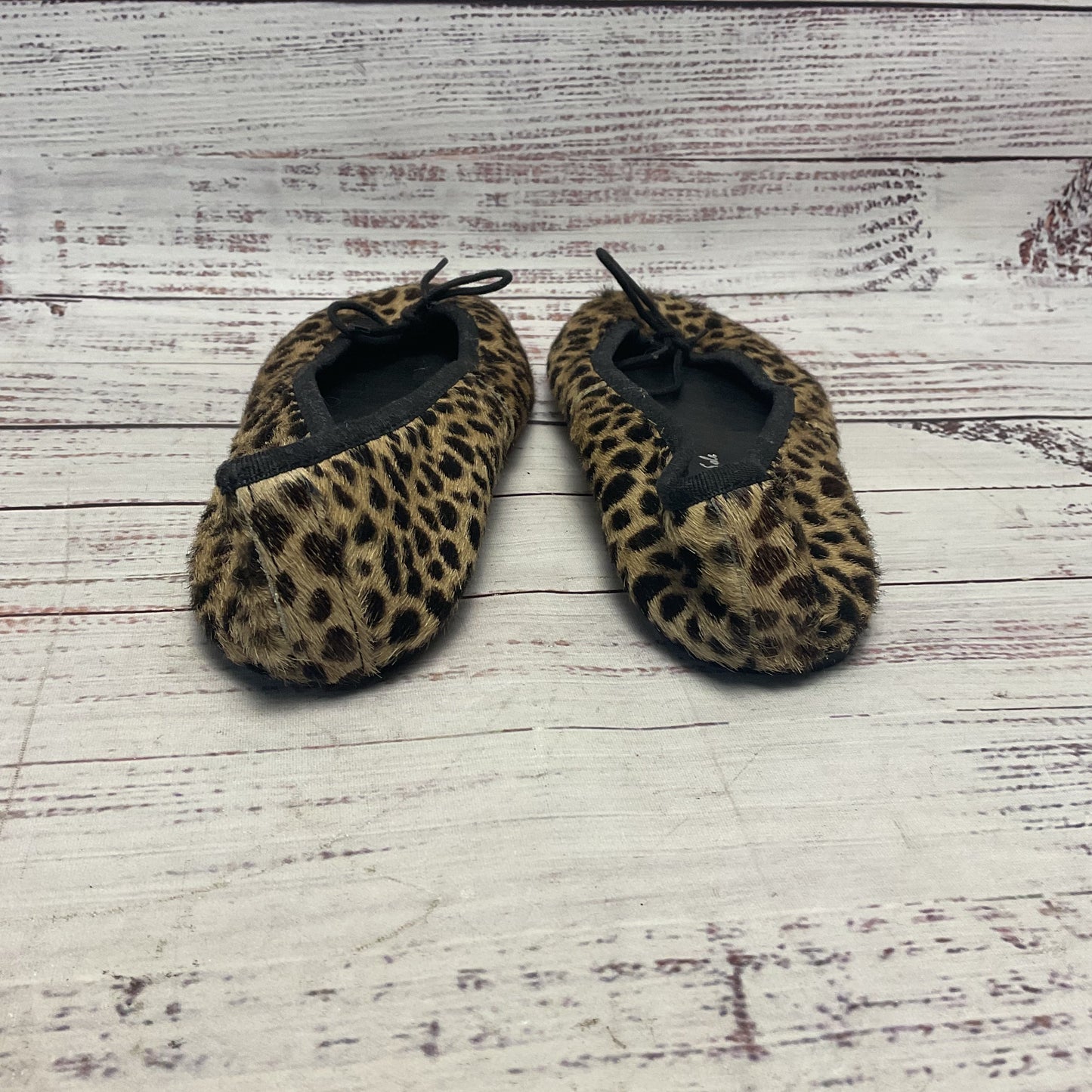 French Sole Leopard Pattern Pony Hair Ballet Flats Shoes Women Size 7