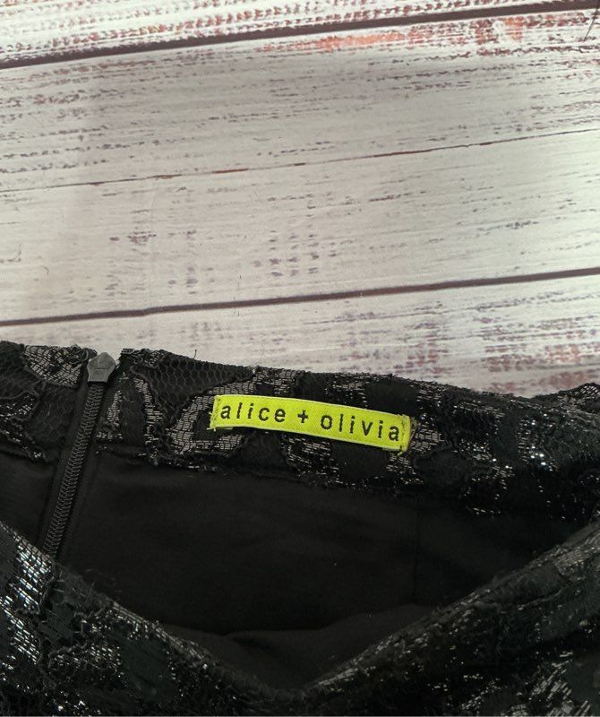 Women's Alice + Olivia Black Layered Lace Ruffle Mini Skirt Size S/M