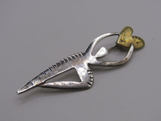 Vintage 1980's Richard Wolf Far Fetched Sterling Silver Dancer With Heart Brooch