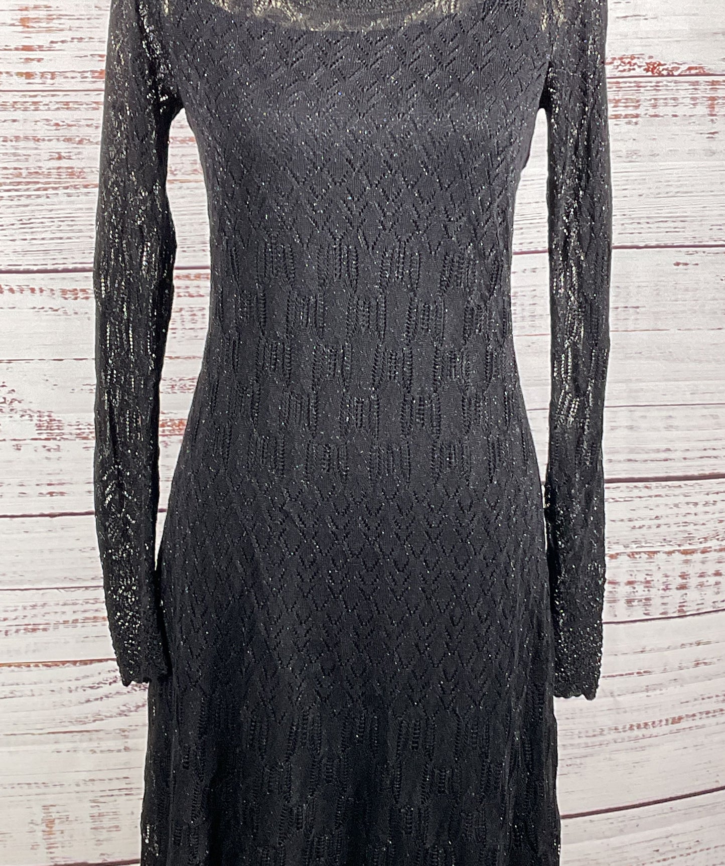 Ralph Lauren Pointelle-Knit Long-Sleeve Dress Black S