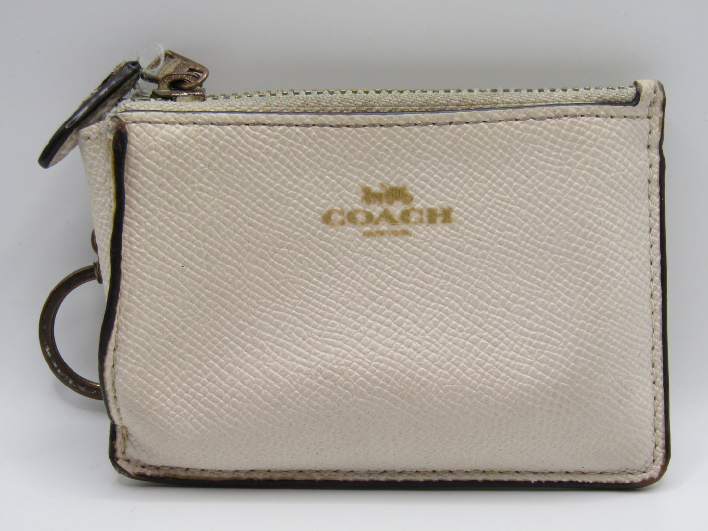 Coach Off White Leather Keychain Wallet ID