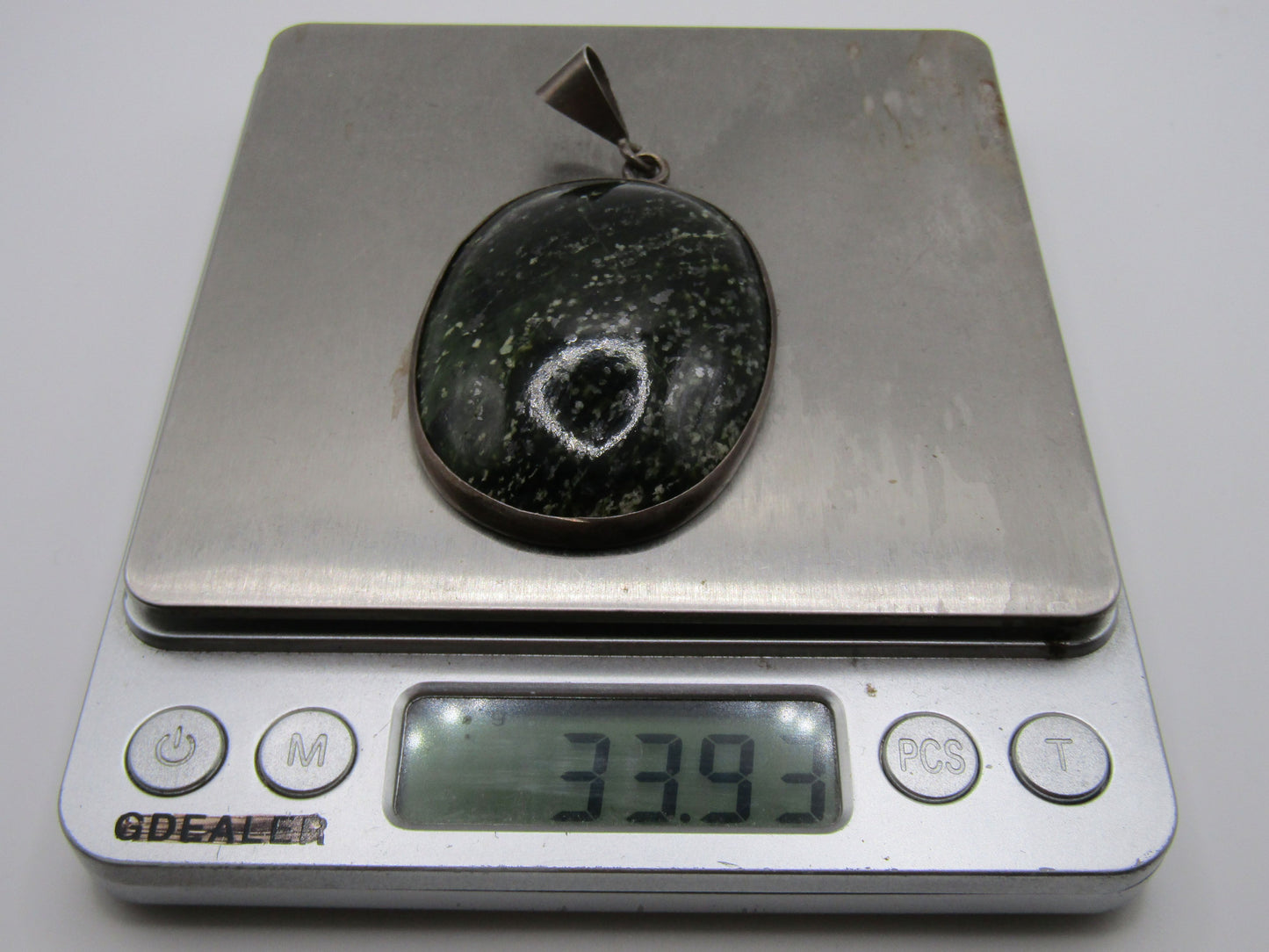 Vintage Sterling Silver Moss Agate Pendant