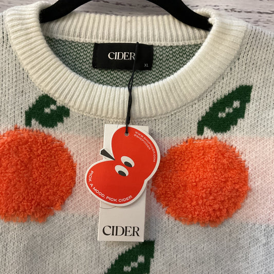 Cider White Green Stripe Orange Print Sweater - Size XL New W/ Tag