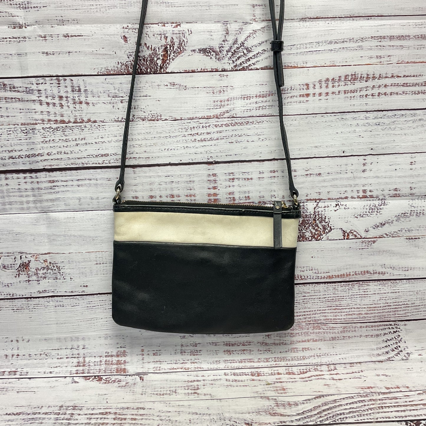 Kate Spade Black White Leather Color Block Crossbody 8.5" x 6" As-Is