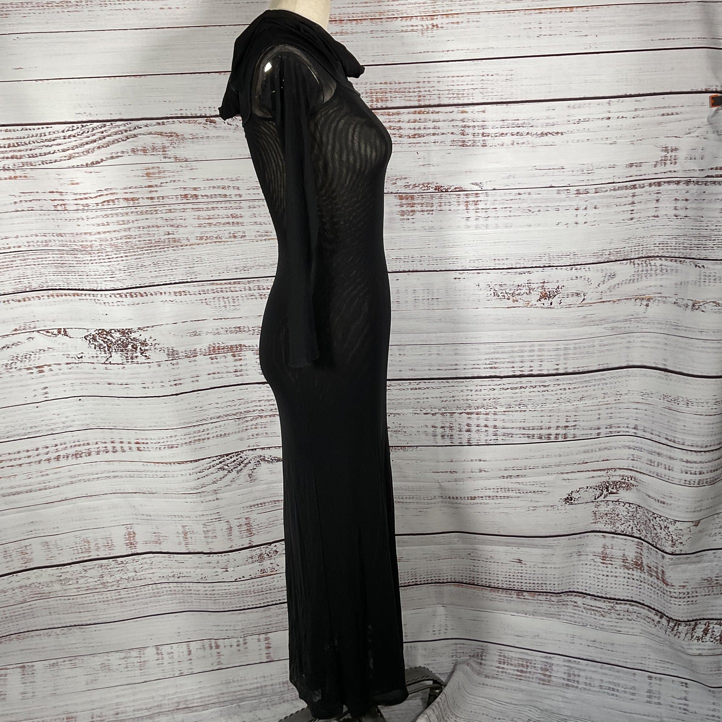 Meshki Long Sleeve Sheer Black Mesh Dress - Size XS