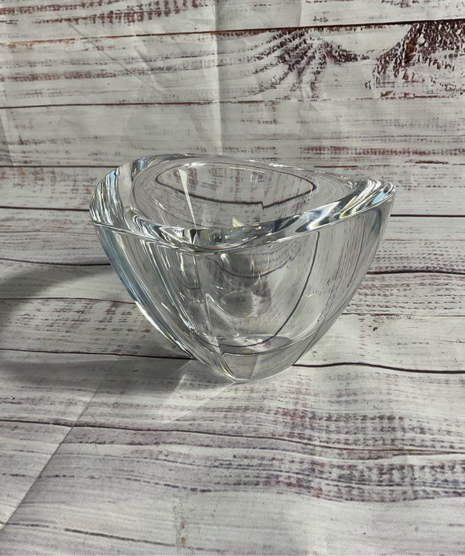 Orrefors Sweden Clear Glass Crystal Heavy Bowl Signed 3.25"x 5.25"