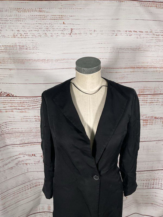 Massimo Dutti Women's Black Viscose Single Button Jacket Size 6 US / EUR 38