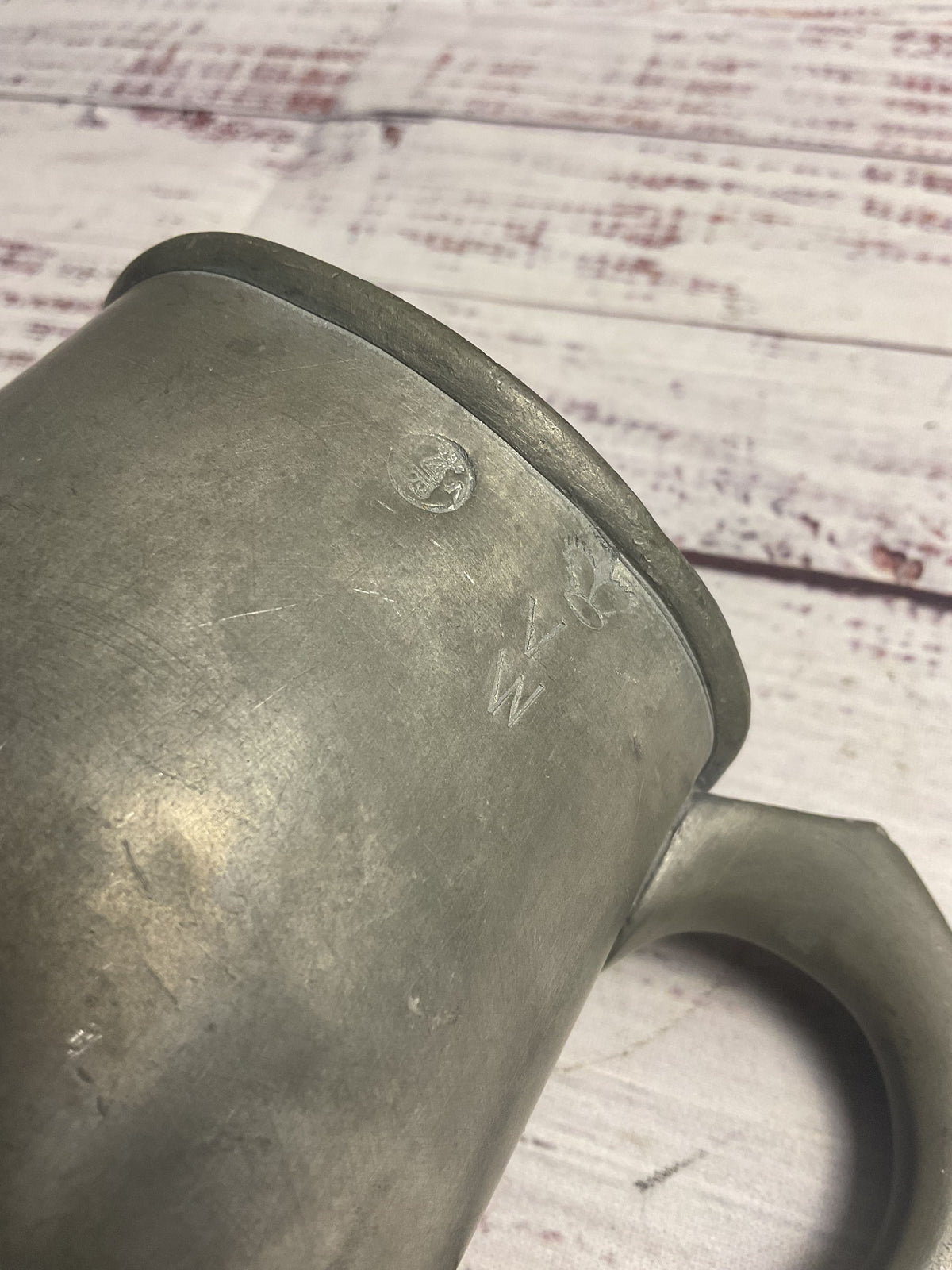 Vintage Pint Pewter Mug Stamped VRWR