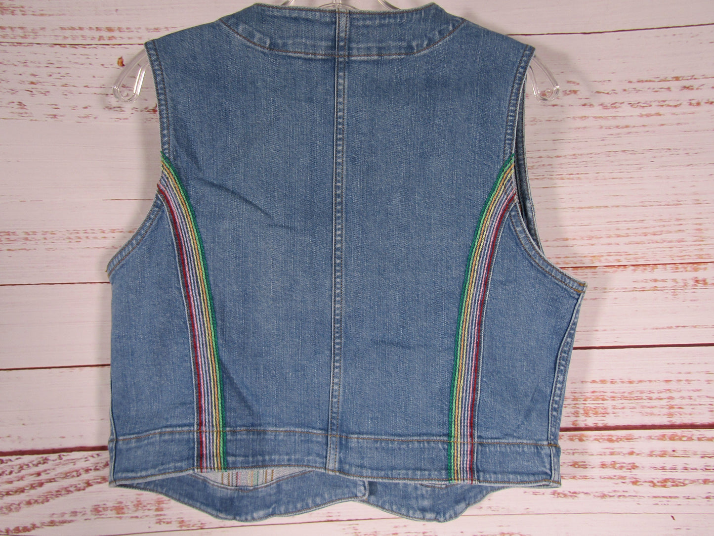 Lee Pride Women's Blue Denim Rainbow Accent Vest Size L