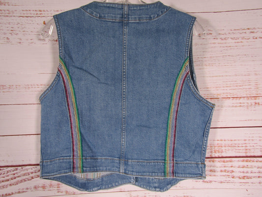 Lee Pride Women's Blue Denim Rainbow Accent Vest Size L