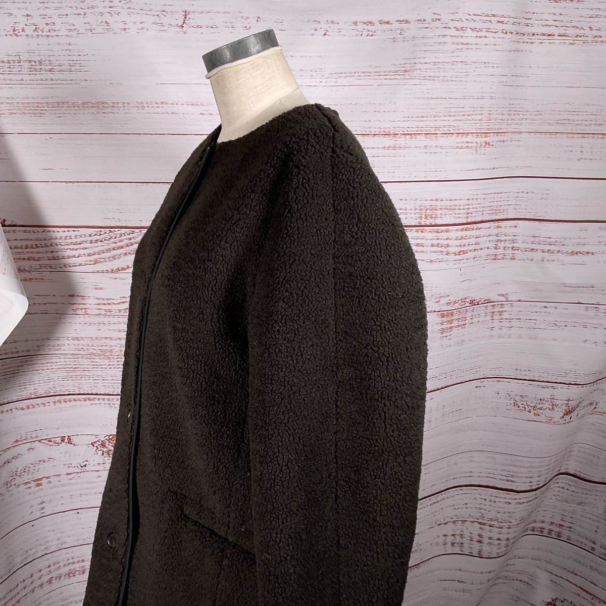 COS Women's Brown Longline Teddy Jacket- SZ L (SEE MEASUREMENTS)