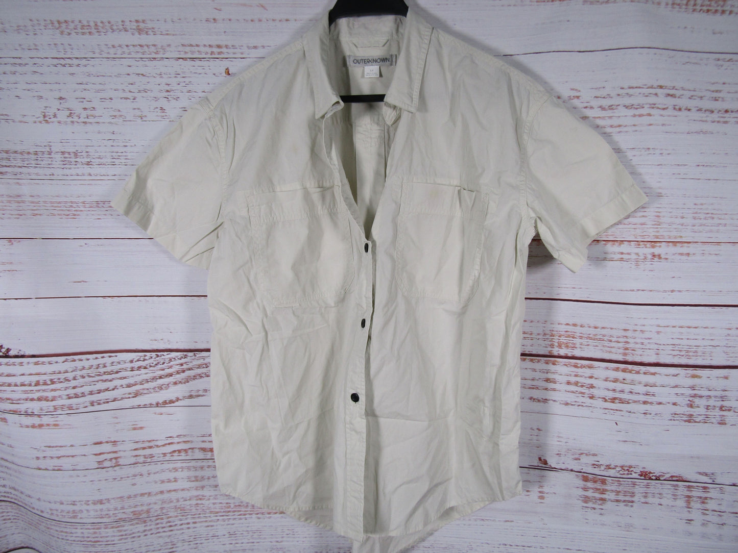 Outerknown Men's White Short Sleeve Button Down Shirt Size S