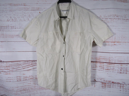 Outerknown Men's White Short Sleeve Button Down Shirt Size S