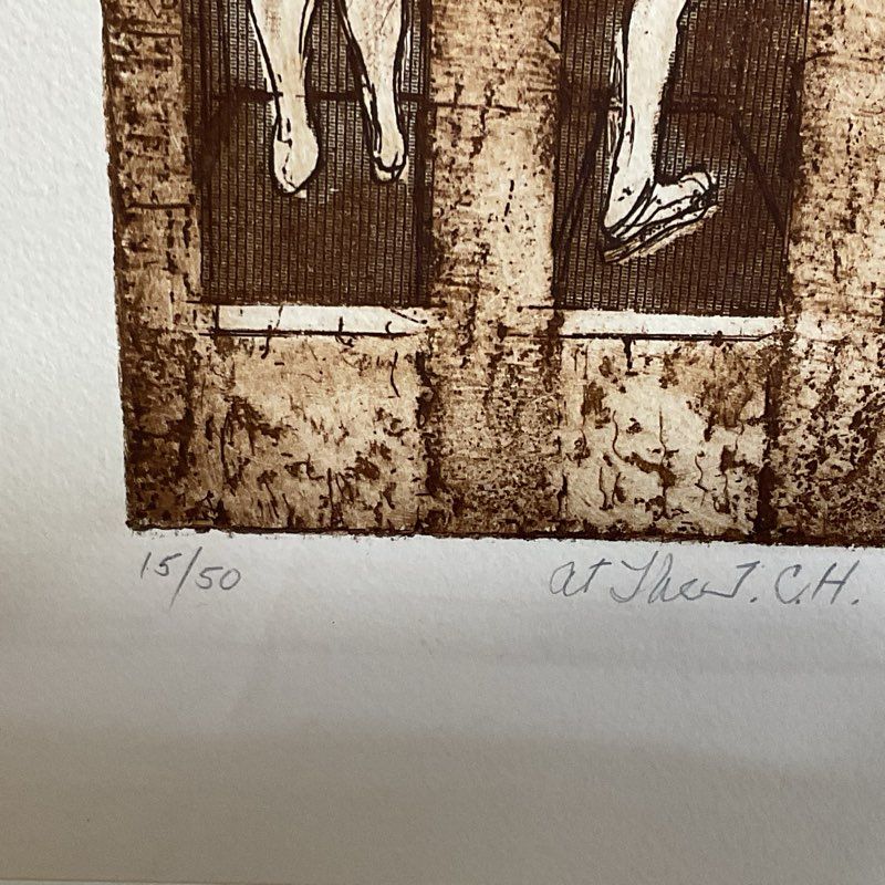 Pencil Signed ELAINE GEISINGER "Three Women Showering" Lithograph/Print
