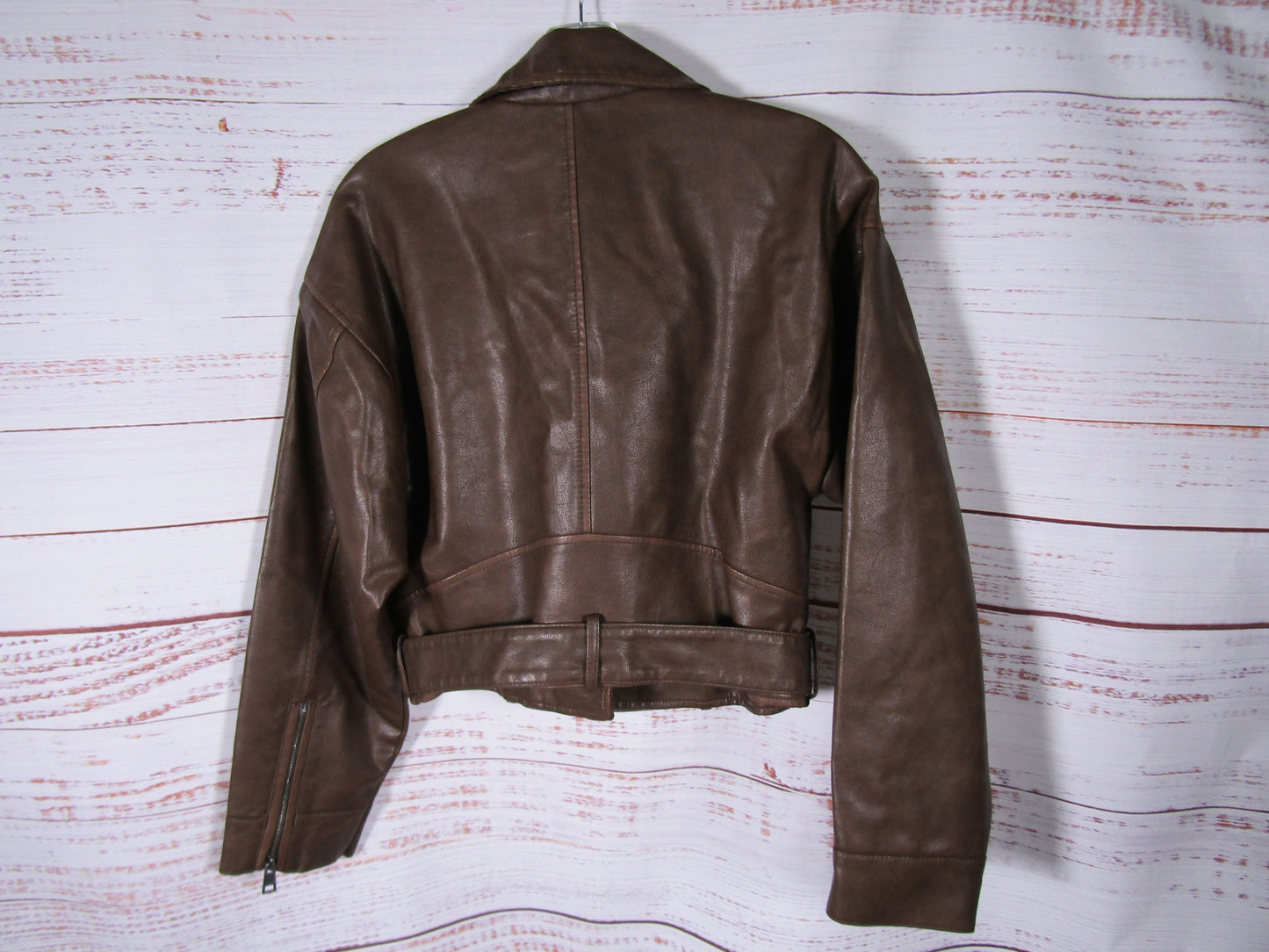 Levi's Women's Brown Faux Leather Belted Moto Jacket Size XS