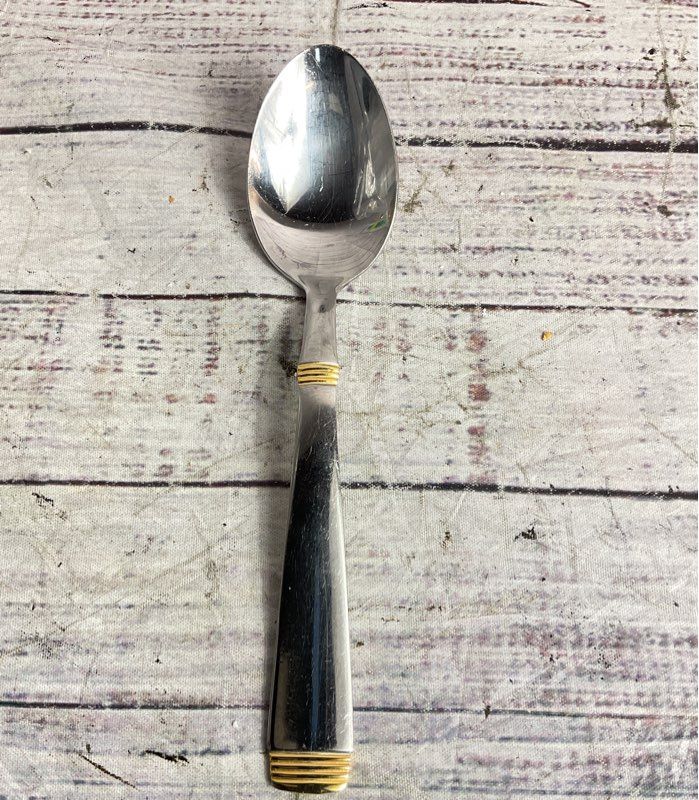 Cambridge Silver Modern Metro-Gold Accent Lot of 31 Big Spoons Stainless Steel