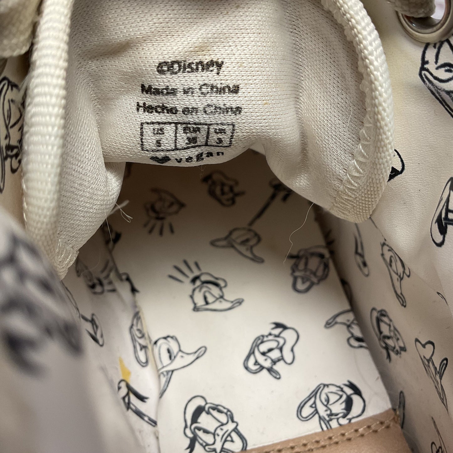 Call It Spring Disney Donald Duck White Canvas Sneaker Hi top Shoe Women Size 5