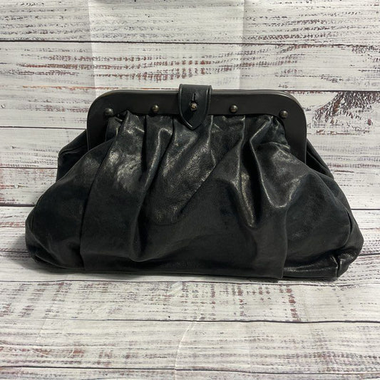 Allsaints Jack's Place Black Leather Oversized Clutch